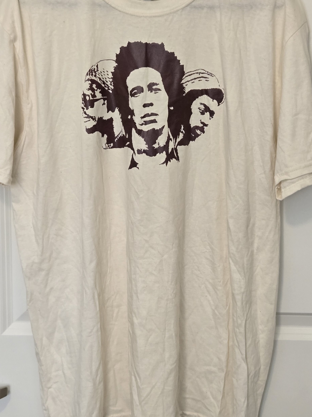 Gildan Cream Short Sleeve Tee with Dark Brown Graphic